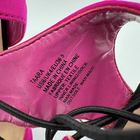 ShoeDazzle Womens Size 5 Pink Fuchsia Taara Lace Up Wrap Stiletto Heels Pumps - Picture 4 of 9